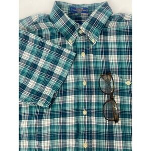 Men's Pendleton Oceanside Plaid Short Sleeve Button‎ Down Shirt Size Lrg